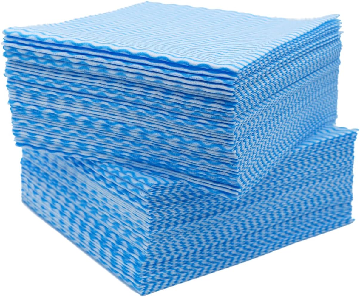 Disposable Dish Cloths Paper Towels, Domestic Cleaning Towels, Multipurpose Quick-Dry Rag Dish Cloths Heavy Duty Handy Wipes for Kitchen 75 Count 14.2"X15.7", Blue