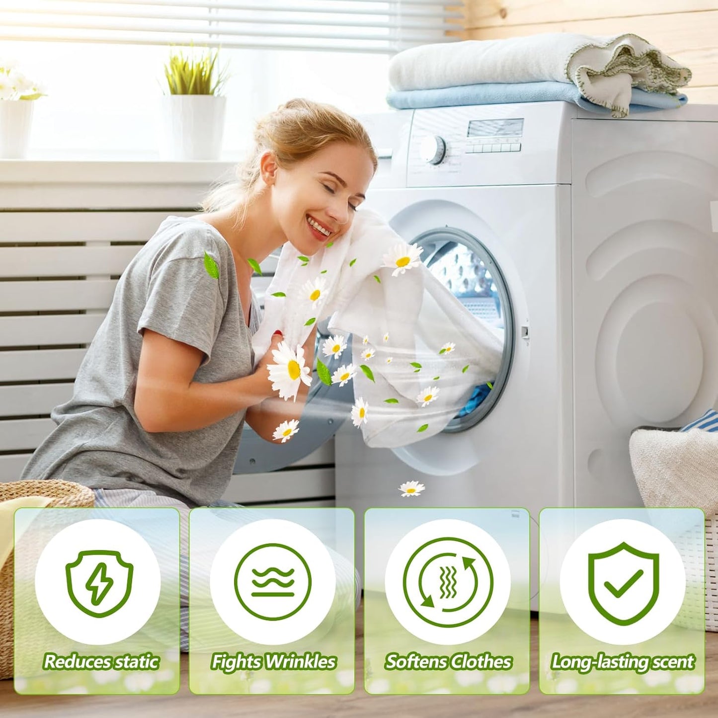 600 Count Dryer Sheets Bulk Fabric Softener Fresh Scent Dryer Sheets Naturally Softens and Removes Static Cling, Ideal for Large Households, Sensitive Skin(Summer Fresh)