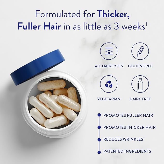 Routine Wellness Hair Growth Supplement - Clinically Tested for Thicker, Fuller Hair - Reduces Wrinkles, Fine Lines - Gluten Free, Ideal for Women & Men with Thinning Hair - 1 Bottle, 30 Day Supply
