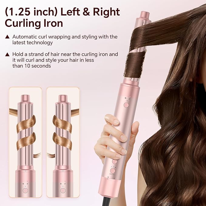 5 in 1 Hot Air Styler, Hair Dryer Brush with Auto Wrap Curling, 110,000 RPM High-Speed Blow Dryer and Air Curler, Frizz-Free Styling for All Hair Types-Straight, Wavy & Curly, No Heat Damage, 1200W