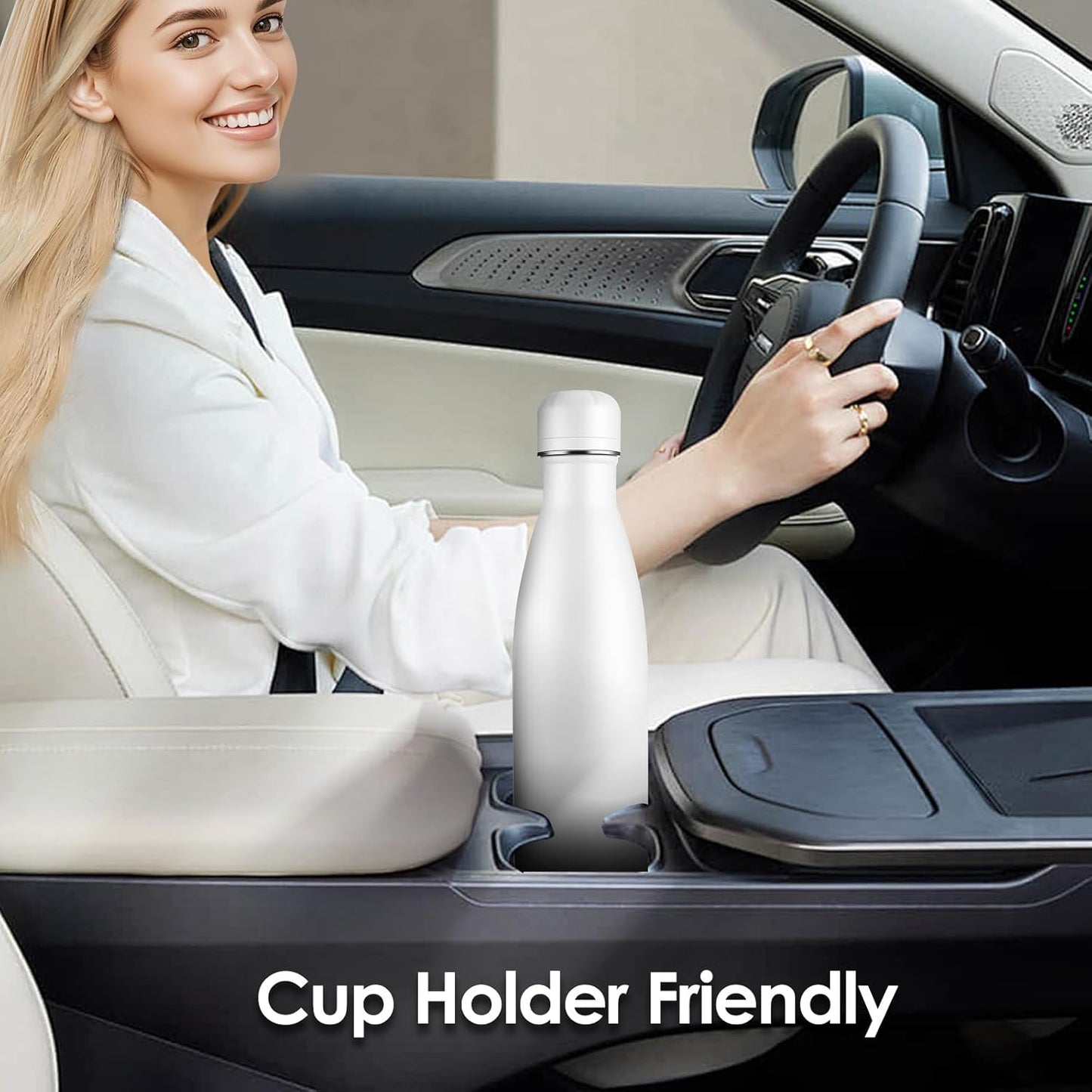 17oz Cola-Bottle Shaped Stainless Steel Leak-proof Water Bottle,Double Wall Vacuum Insulated Metal,Travel Mug For Sports Indoors & Outdoors,BPA-Free School Kids Flasks,White(12Pack)