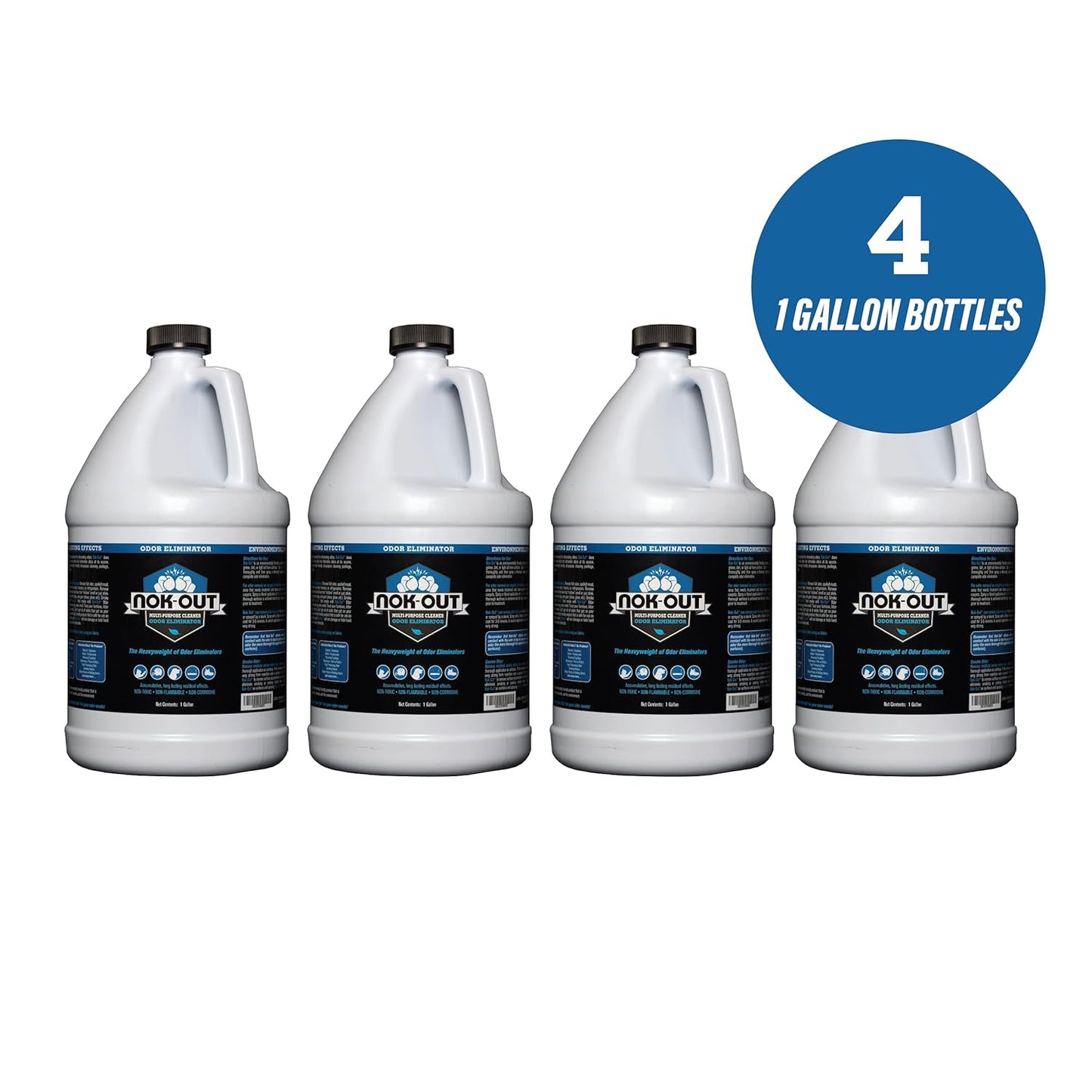 NOK OUT Odor Remover, Pet Deodorizer and Cleaning Spray, Made in the USA, 1 Gallon, 4-Pack