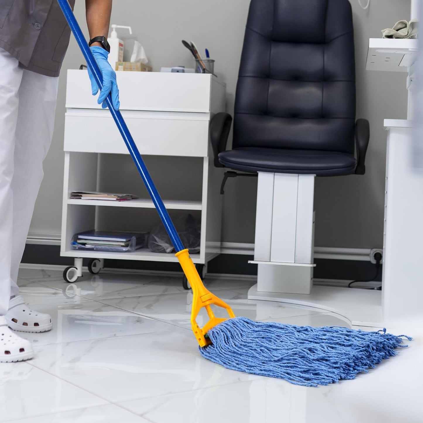 Matthew Cleaning 24oz 12Pack Cotton Mop Head Replacement,Looped-Open String Heavy Duty String Mop Refills, Universal Headband Blend,Floor Cleaning for Home, Industrial and Commercial Use(Blue)