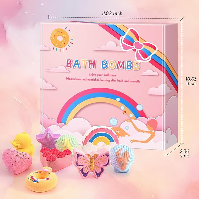 9XXL Bath Bombs Gifts Set, BusyMouth 9pc Kids Bath Bombs with Surprise Toys | Non-Toxic Bubble Bath | Birthday Gift Set for Girls & Boys Ideal Gift for Mother's Day Valentines