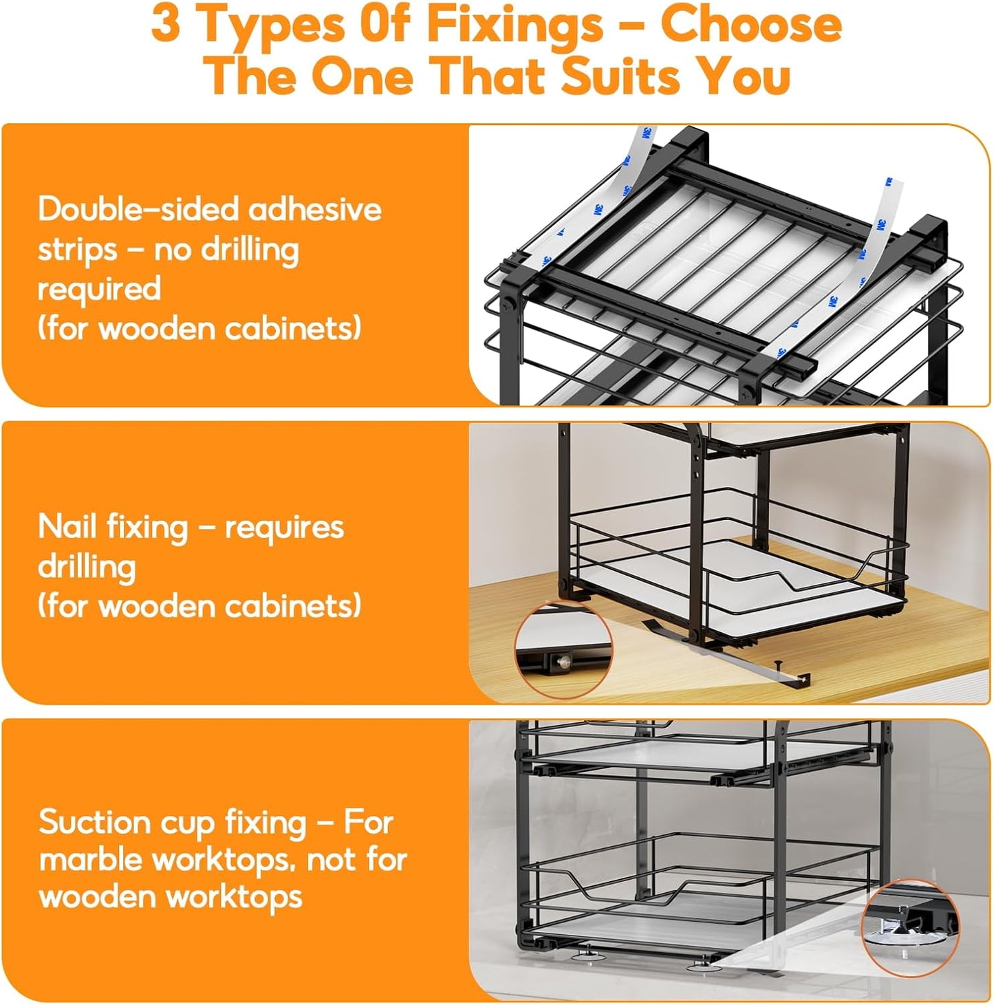 Spice Rack Organizer for Cabinet, 2 Tier Pull Out Spice Rack – Heavy Duty Metal Spice Organization for Cabinet, 50-Jar Capacity, Height Adjustable Cabinet Organizer (11.5W" X 10.5"D X 9"H, Black)