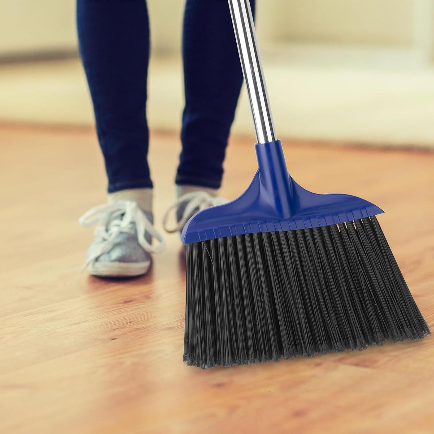 Kefanta 6 Pack Heavy Duty Broom Indoor/Outdoor Commercial Brooms Angle Broom 53 inches for Courtyard Garage Restaurant Lobby Patio Shop Home Kitchen Office Floor