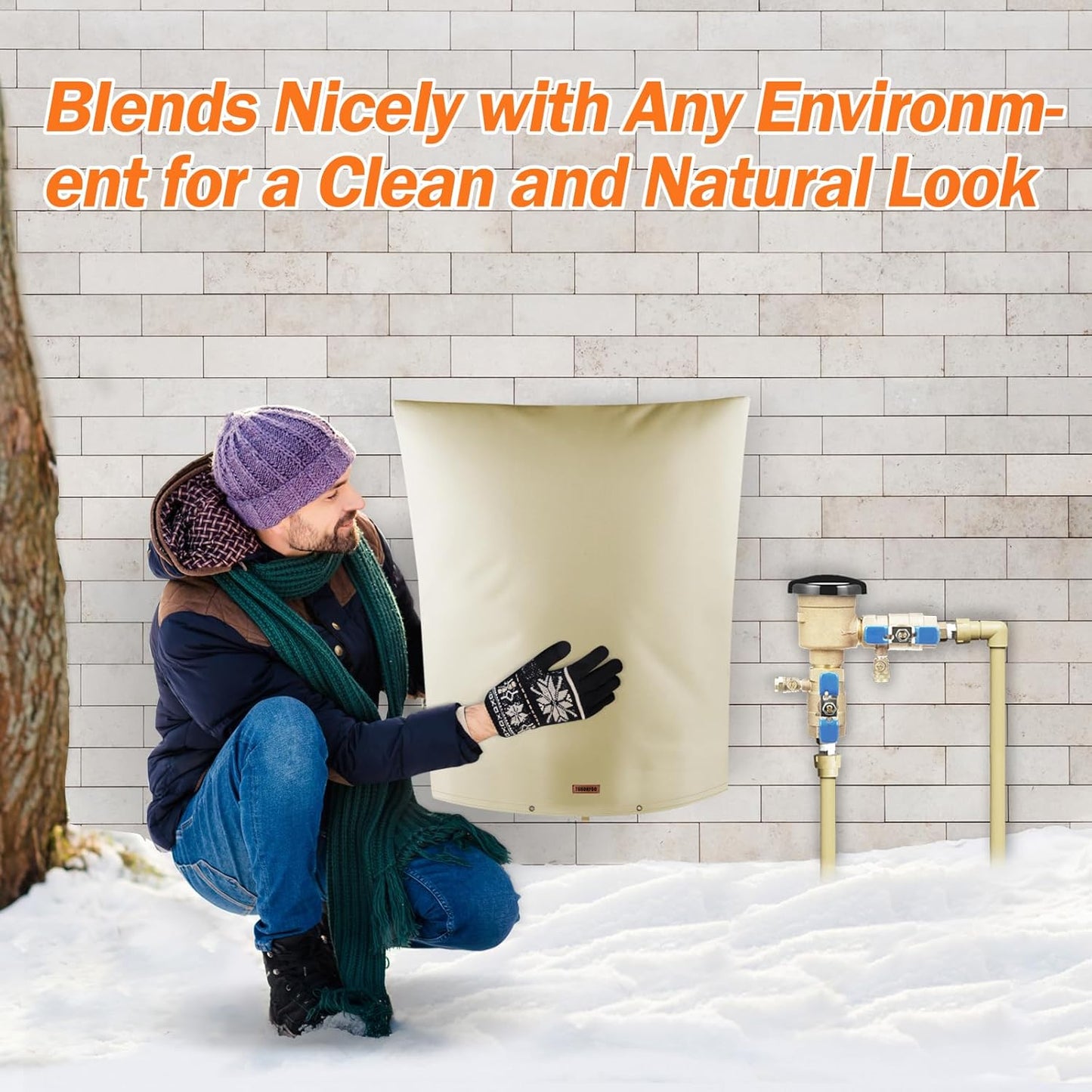 Backflow Preventer Pipe Insulation Cover (5°F) - Irrigation Sprinkler Valve Insulated Pouch - Water Well Pump Cover - Sturdy 5 Layers for Winter Freeze Protection, 18" W x 24" H, Beige