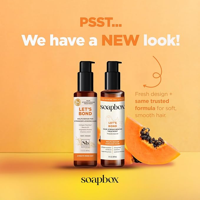 Soapbox Let's Bond Hair Treatment with Collagen Peptides - Repair Damaged Hair, Prevent Breakage, Nourish & Strengthen Fine, Frizzy Hair, Paraben Free & Color Safe, 5oz