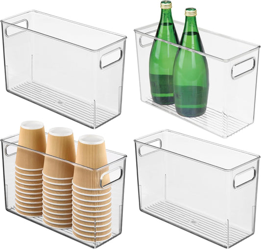 iDesign Tall Plastic Storage Bin with Handles for Fridge or Freezer - Set of 4 - Clear - Made in USA