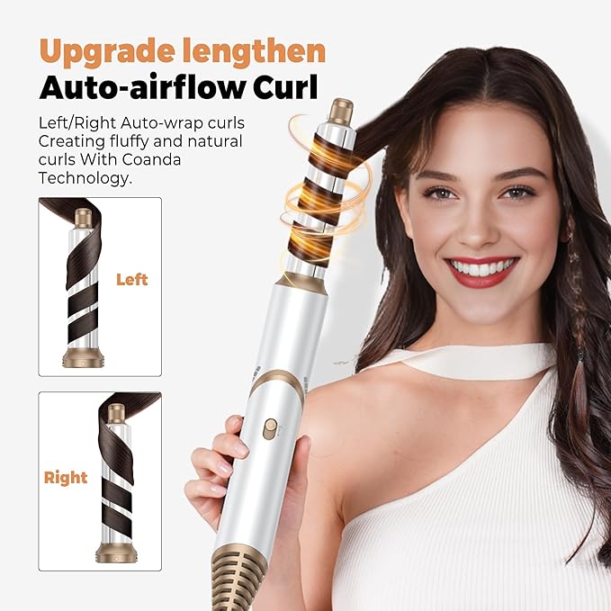 6 in 1 Hair Dryer Brush, Foldable Blow Dryer Brush with Wrap Curler, Detachable Air Hair Styler Curling, Drying,Volumizing, Straightening, Negative Ionic Hair Dryer with Diffuser, Hair Styling Tools