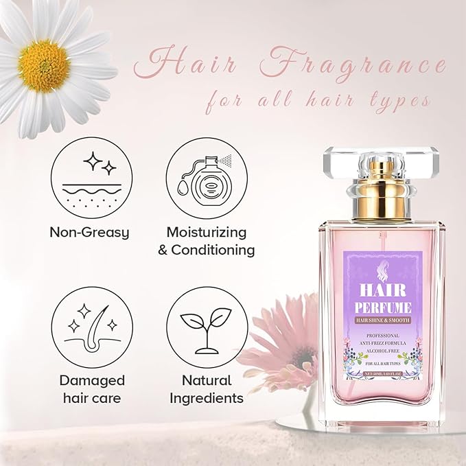 Hair Perfume for Women, Long-Lasting Hair Body Perfume Mist Spray, Honey Infused Chamomile Pheromone Hair Fragrance- Odor Remover Hair Shine Portable Fragrance Mist 1.69 fl.oz