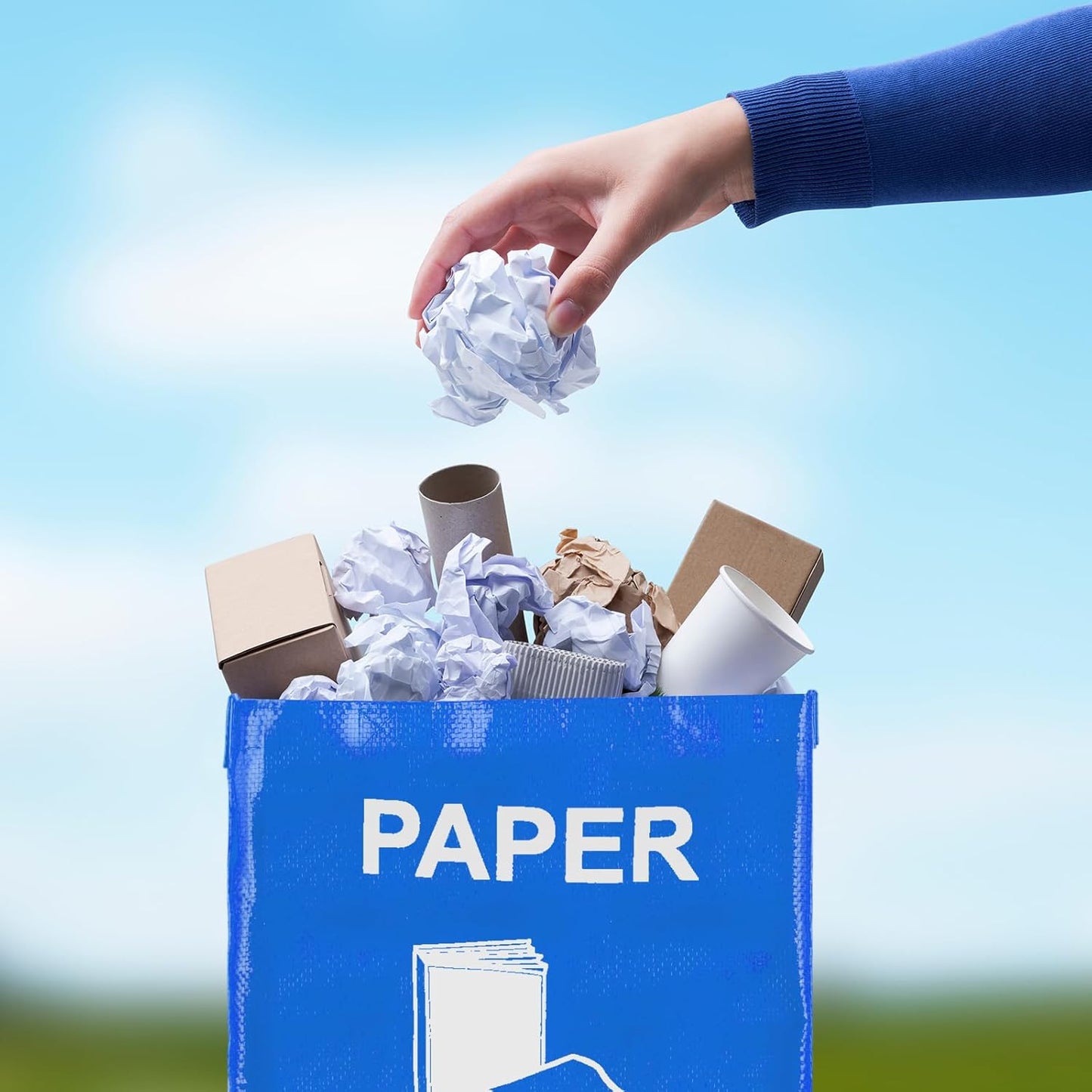 4 Pcs Recycling Bin Bags Separate Recycle Bin Waterproof Waste Baskets Recyclable Waste Trash Sorting Organizer for Home Office Kitchen, Battery, Can, Paper, Plastic and Glass