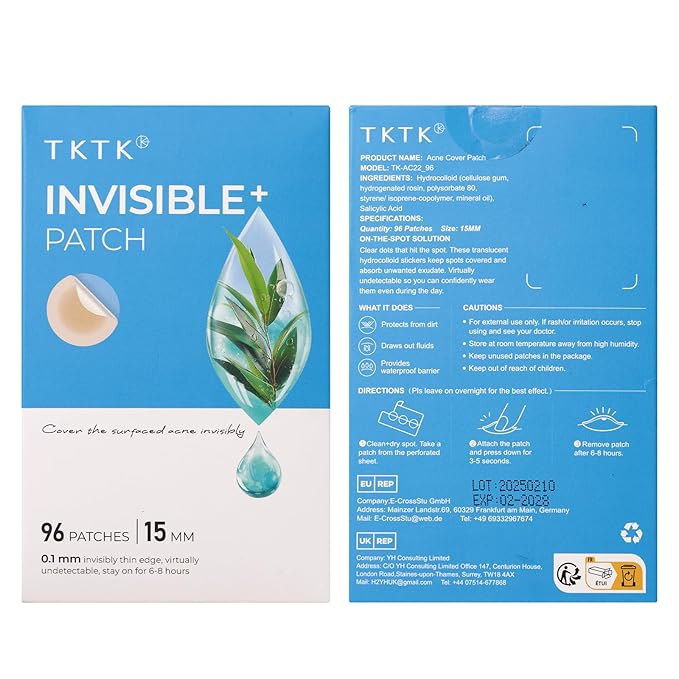 Pimple Patches, 15 mm Invisible Acne Patches for Face with Salicylic Acid, 0.01cm Extra Thin Outer Edge, Hydrocolloid Zit Patch for Pustule, Whitehead, Cystic Acne Spot, 96 Count