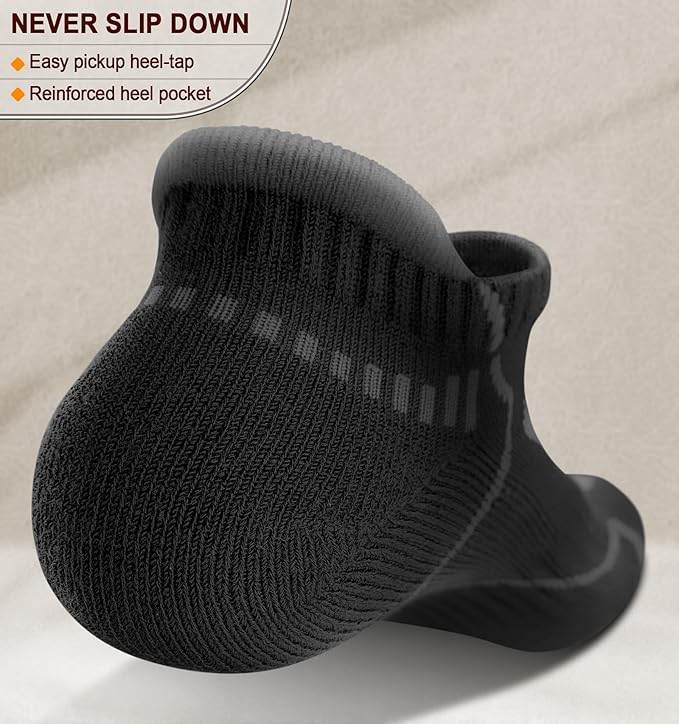 BULLIANT Men Running Socks 6Pairs-Ankle Athletic Socks Wicking Cushioned for Men Walking-Arch Compression Support