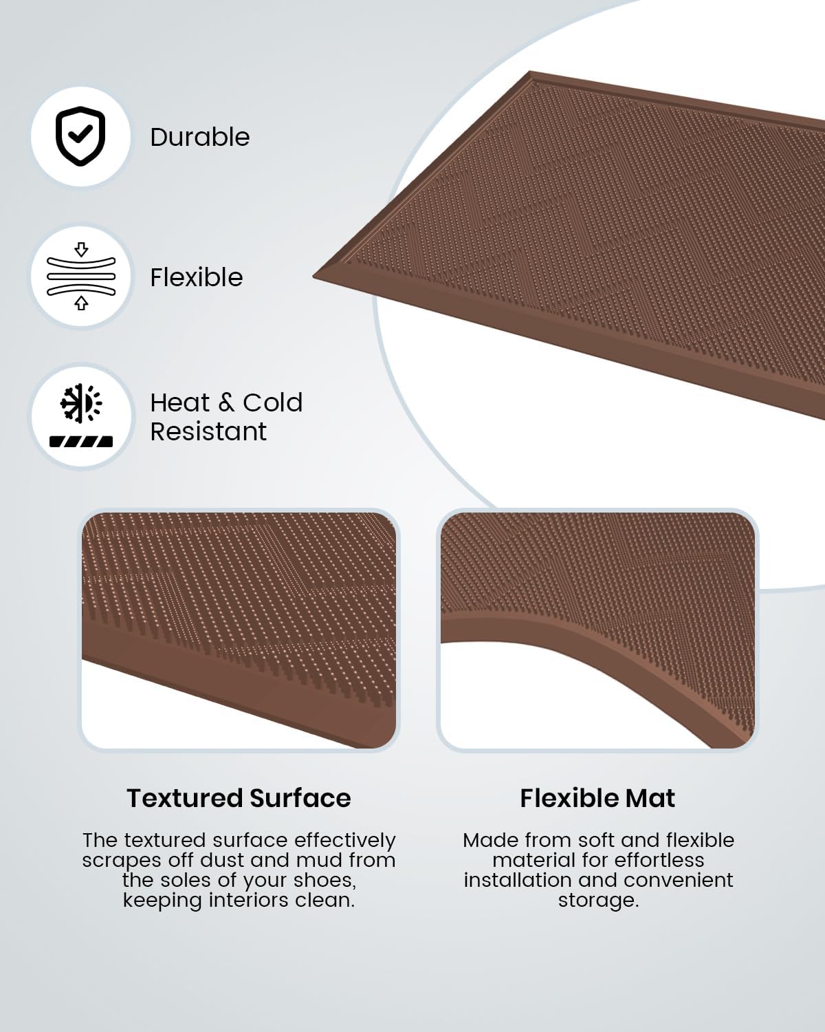 HAMARA Front Door Mat for Outside Entrance 35.5"x17" – Anti-Slip Dirt-Trapping Waterproof Rubber Indoor & Outdoor Mat with Textured Surface for Entryway - Heavy Duty All Weather Doormat – Beige