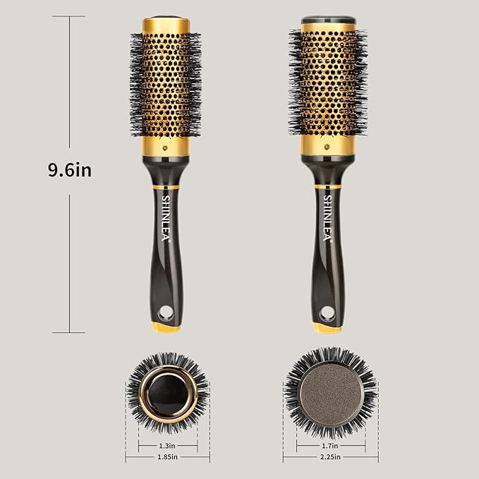 Round Hair Brush for Blow Drying, Aluminium Curly Hair Brush, Hairbrushes for Women Professional Curling, Straightening, Add Volume and Shine (1.7 inch Barrel, 2.5 inch with Bristles)