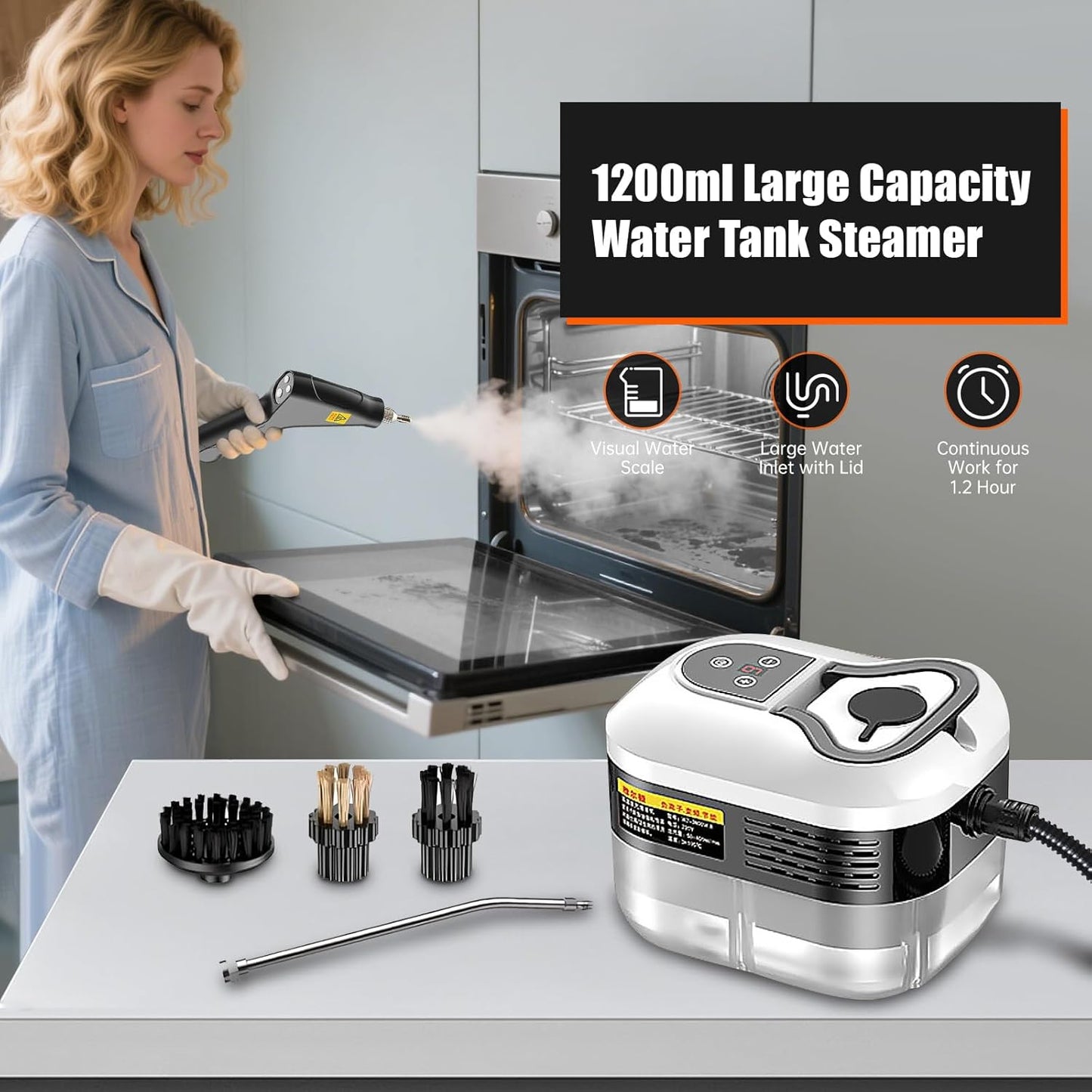 High Pressure Steam Cleaner, 2500W Portable High Temp Bathroom Power Steamer Cleaning Machine Steam Cleaner For Home Use Kitchen Grease Car Cleaning