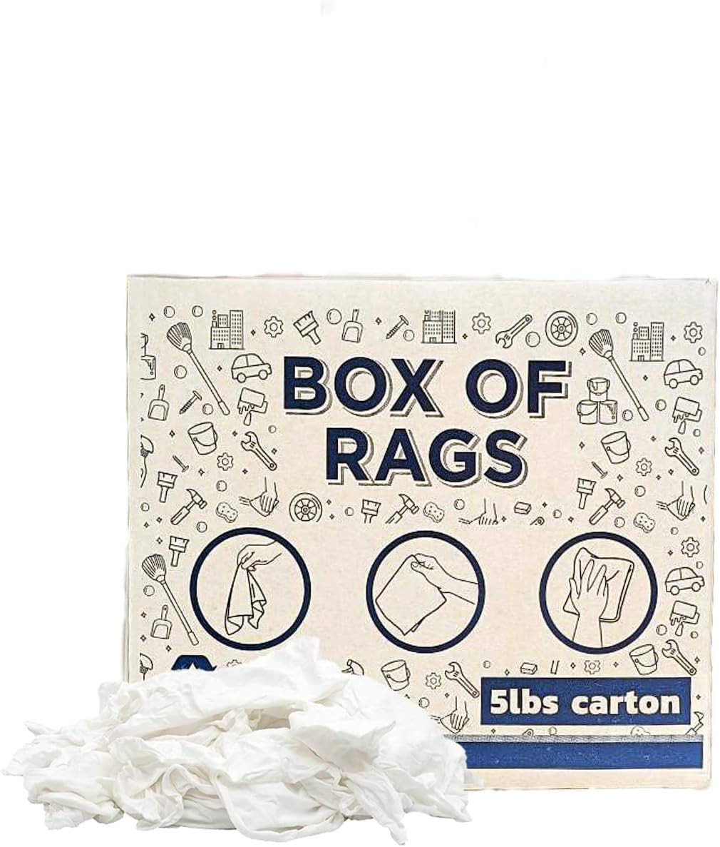 Premium White T-Shirt Cleaning Rags (600 lbs. Pallet 120x5 lbs. Box of Rags) – White Cotton Rag for Cleaning, Staining, Painting, Oil, Grease & Dust Removal – Shop Rags Bulk