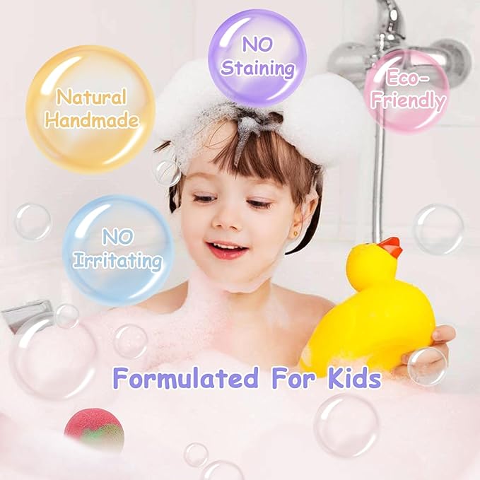 Bath Bombs for Kids with Surprise Inside for Girls Boys, 12 Pack Kids Bath Bombs with 12 Unique Sea Animal Toys, Kid Safe Handmade Bubble Bath Fizzies Bomb for Easter Eggs Birthday Christmas