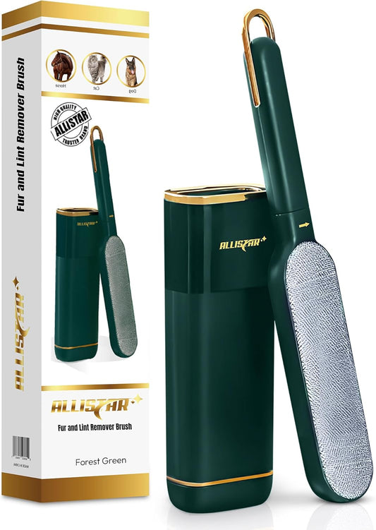 Pet Hair Remover, Lint Remover, Lint Brush for Clothes, Furniture, Carpets, Car Seats. Cat Hair Remover. Dog Hair Remover Laundry. Double-Sided. Reusable. Self-Cleaning Base. ALLISTAR (Forest Green)