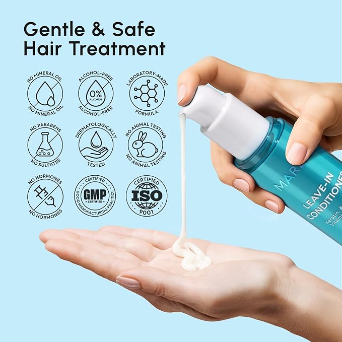 MAREE Leave In Conditioner for Dry Damaged Hair - Leave In Conditioner for Curly Hair with Keratin &Argan Oil - Extremely Deep Conditioning Mask - Hair Moisturizer - Tratamiento Para el Cabello