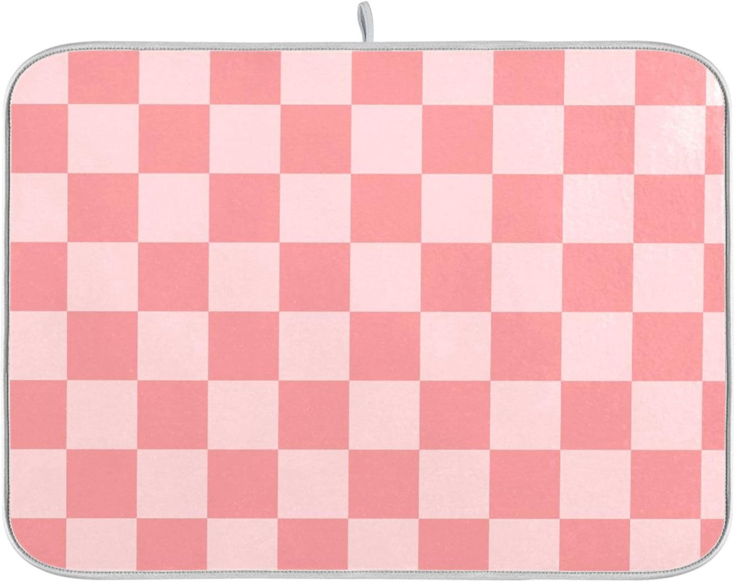 Buffalo Plaid Pink Dish Drying Mat for Kitchen Countertop 16x18 Chessboard Rectangle Small Drying Mat Reusable Quick Dry Dish Sink Absorbent Mats Dishwasher Easy Clean Decorative Home Essentials