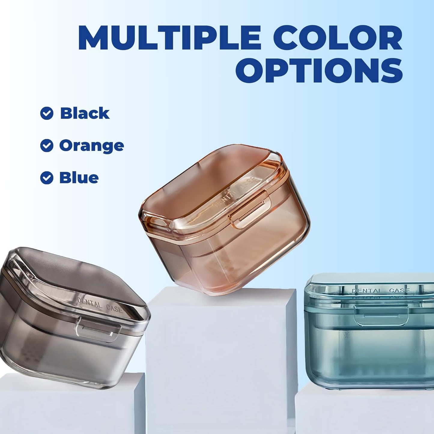 Retainer Case Denture Bath Case,Retainer Cleaner Case with Lid,Denture Cup for Partial Dentures,Mouth Guard&Braces,Denture Soaking Container Case for Travel (Black)