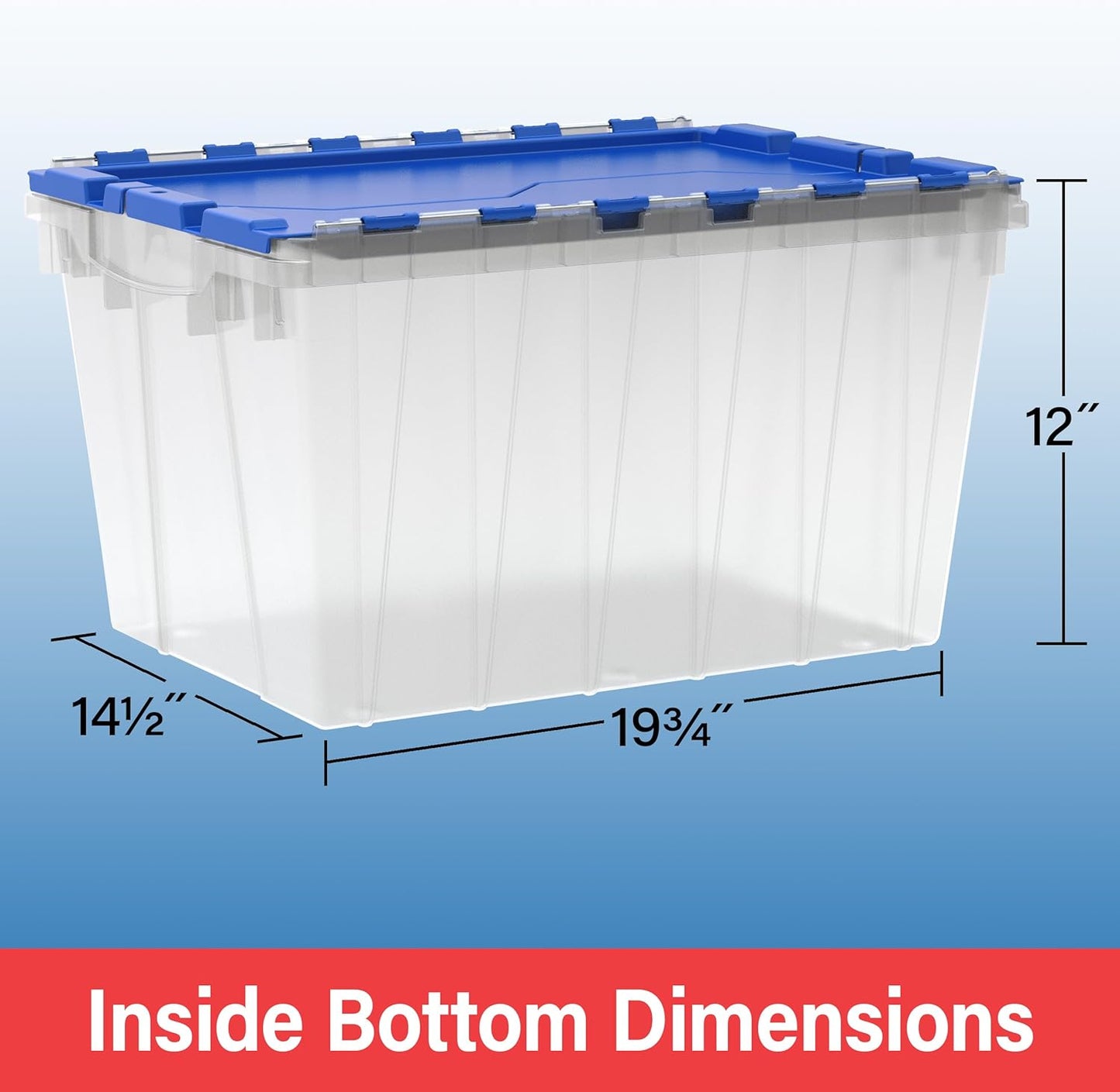 Akro-Mils KeepBox 12 Gallon Storage Container, Nesting and Stackable Plastic Storage Box with Lid Attached, Clear Tote for Garages, Closets, and Moving, 21-1/2" x 15" x 12-1/2", Black/Yellow, 6-Pack