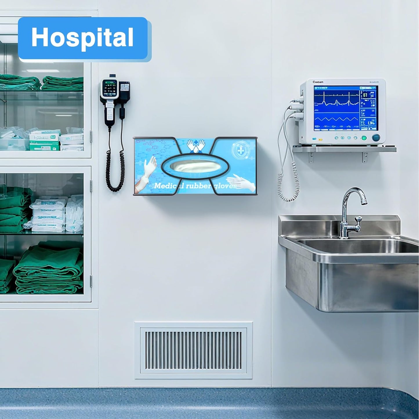 Glove Box Holder for Wall Mount, 2 Pack Disposable Glove Dispenser, Metal Box Organizer for Rubber Latex Gloves Organizer Facial Tissue - Two Size (Large+Small)