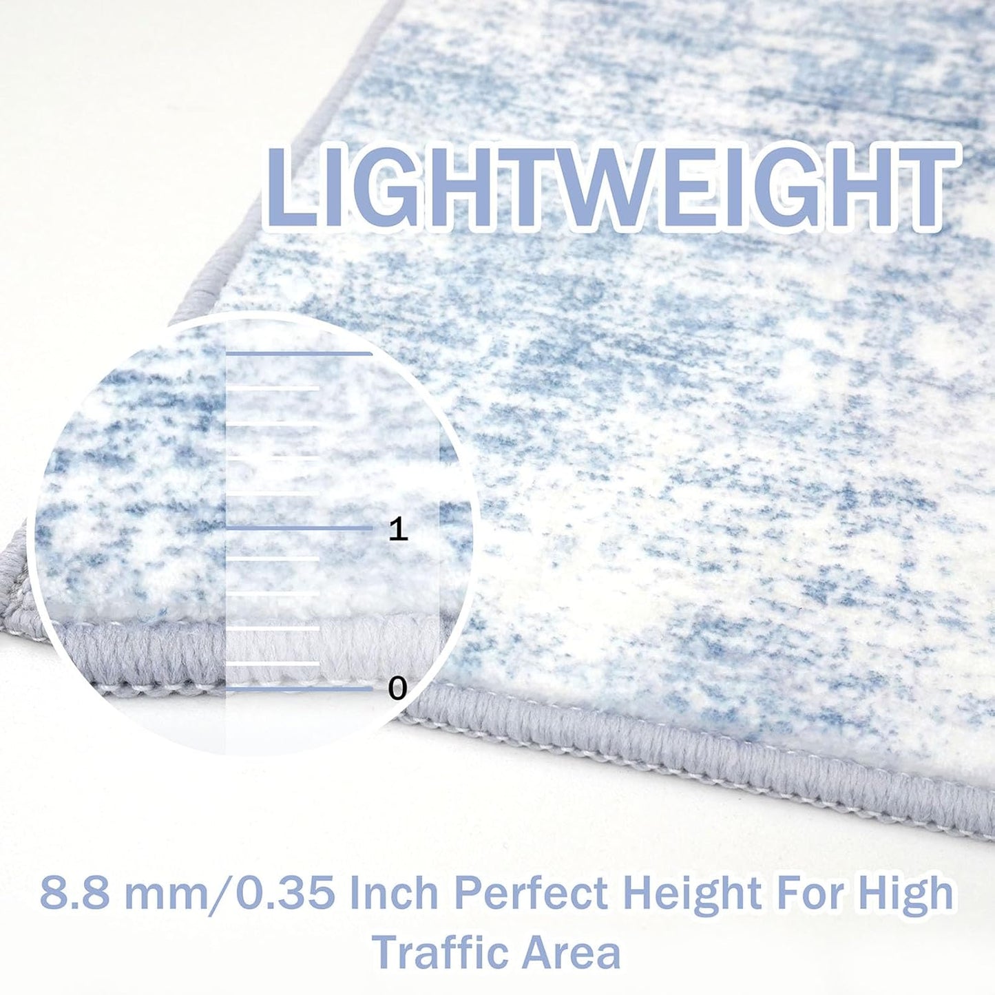 IOHOUZE Small Abstract Area Rug 2x3 Ft Entryway Rugs Washable Door Mat Indoor Entrance, Rubber Backed Throw Rugs, Printed Non Slip Floor Carpet for Foyer Front Door Sink, Light Blue White