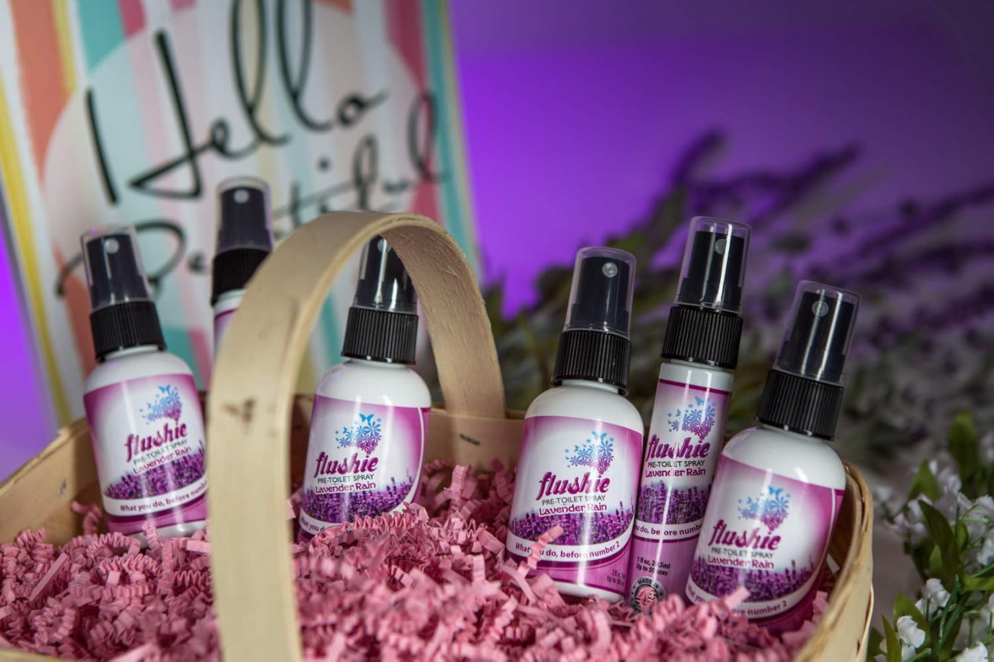 Flushie Pre-Toilet Spray for Poop Travel Size Toiletries Bathroom Spray for Poop Spray for Toilet Traveling Essentials Poop deodorizer Poop Odor eliminator (4oz Lavender Rain, 4 pack)