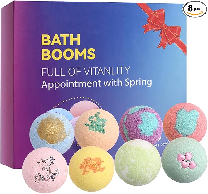 RoseFlower Bath Bombs Gift Set, 8pcs Colorful Bath Bombs, Handmade & Plant Essence, Plant Essential Oil Extraction, Home Bath to Moisturize Skin, Perfect SPA Gift for Women