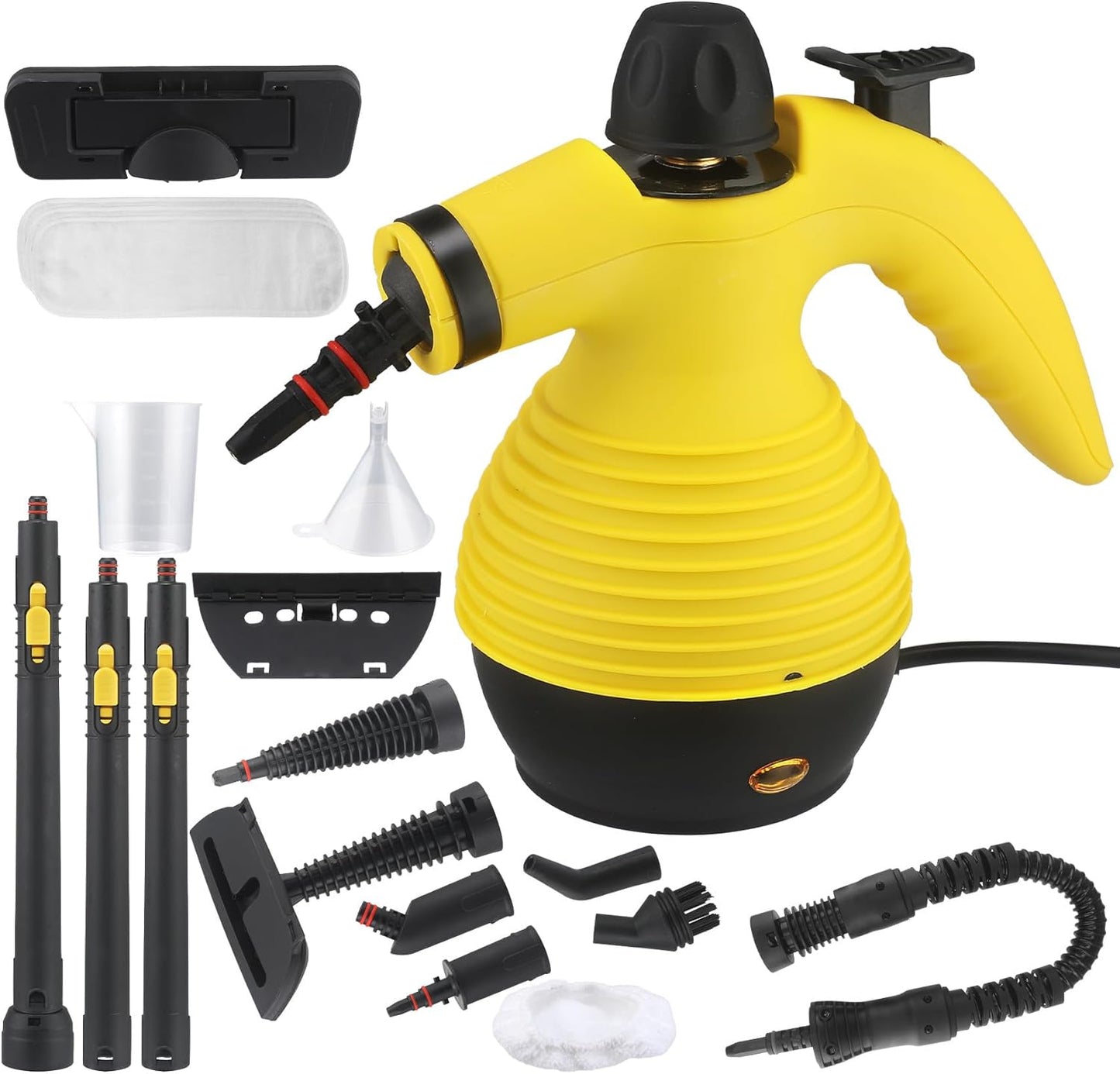 Steam Cleaner, Pressurized Handheld Mop Steam Cleaner for Home with 18 PCS Accessory & Safety Lock, Large Capacity Mop Steam for Cleaning, Car, Bathroom, Shower, Window, Grime, Grease - Yellow