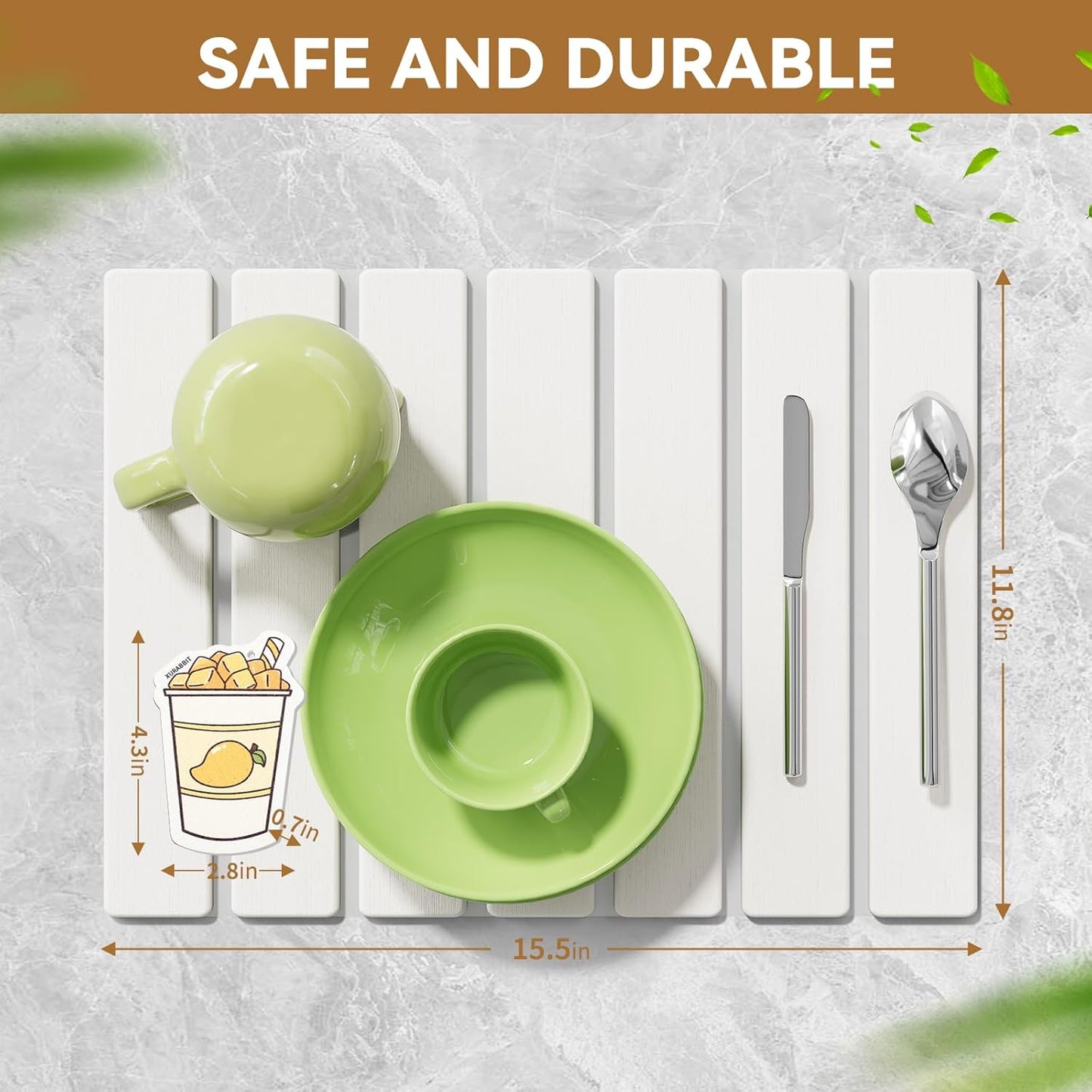 Large Stone Dish Drying Mats for Kitchen Counter,15.5''x11.8'' Foldable Quick Dry Stone Mat Kitchen,Eco-Friendly,Absorbent Diatomaceous Earth Mats for Dishes Bottles Cups Bathroom Any Countertop-White