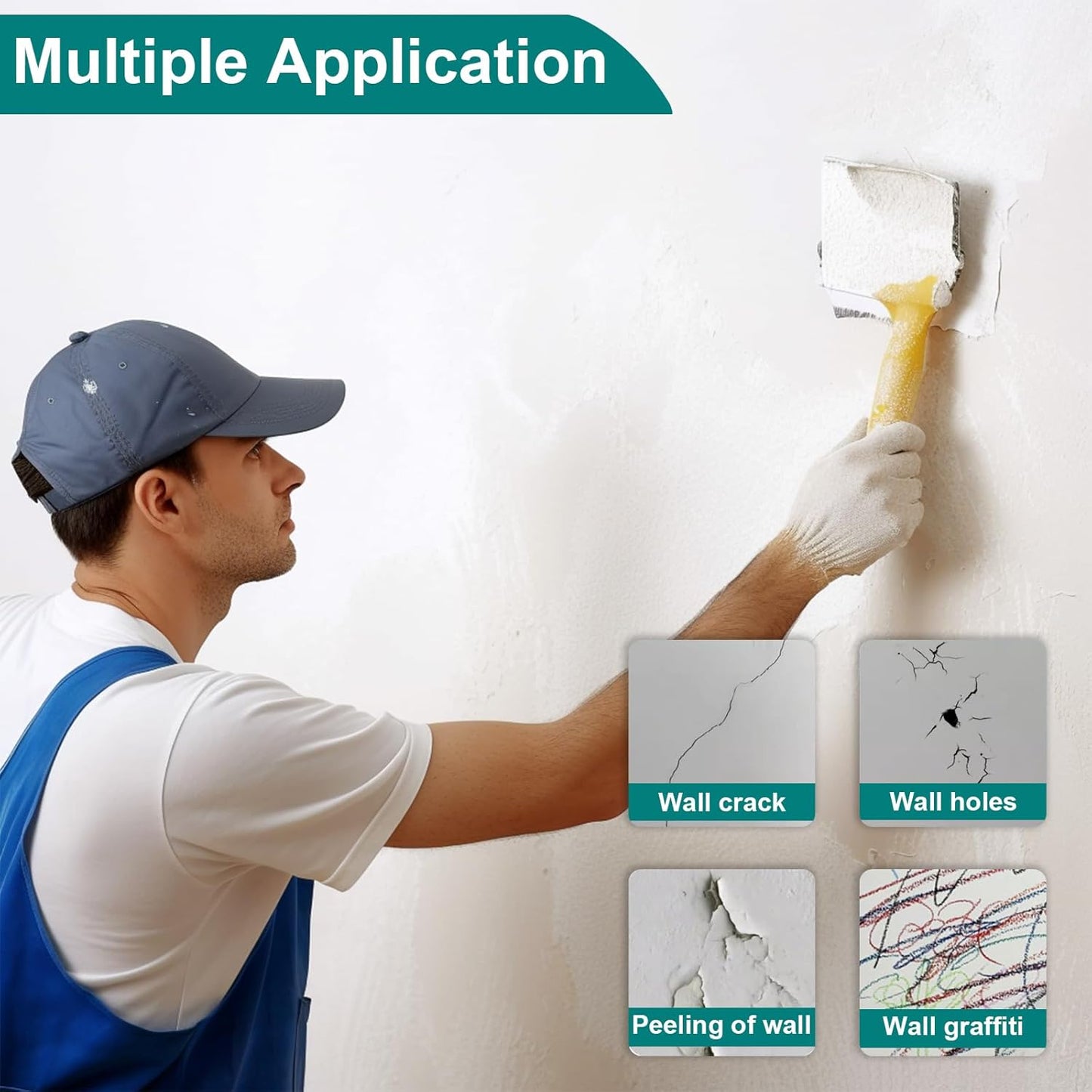 19 Pack Drywall Repair Kit for Large Holes, 2/4/6/8 Inch Dry Wall Patch Kits for Erase a Small Nail Hole, Plaster Wall Patching Self Adhesive Aluminum Mesh with Scraper and Sandpaper