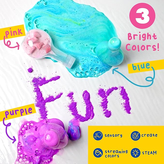 Mr. Bubble Kids Original Bath Bomb Potions - Colorful Fizzy Fun - Cool Foam and Bubble Science Beaker Bath Toys (Pack of 4)