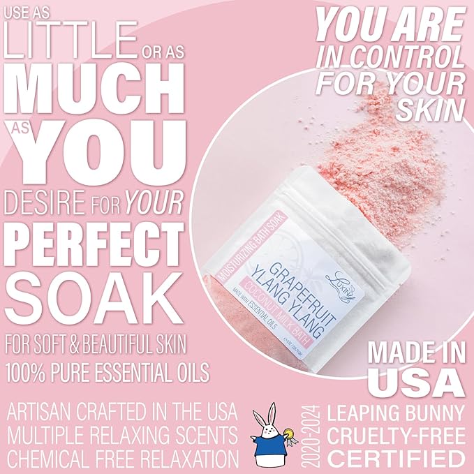 Luxiny Vegan Milk Bath Soak Made with Moisturizing Coconut Milk Powder & Sweet Almond Oil for a Bath Bomb Dust Soothing Fizz & Relaxing Soak, 8 oz. (Grapefruit Yang Yang)