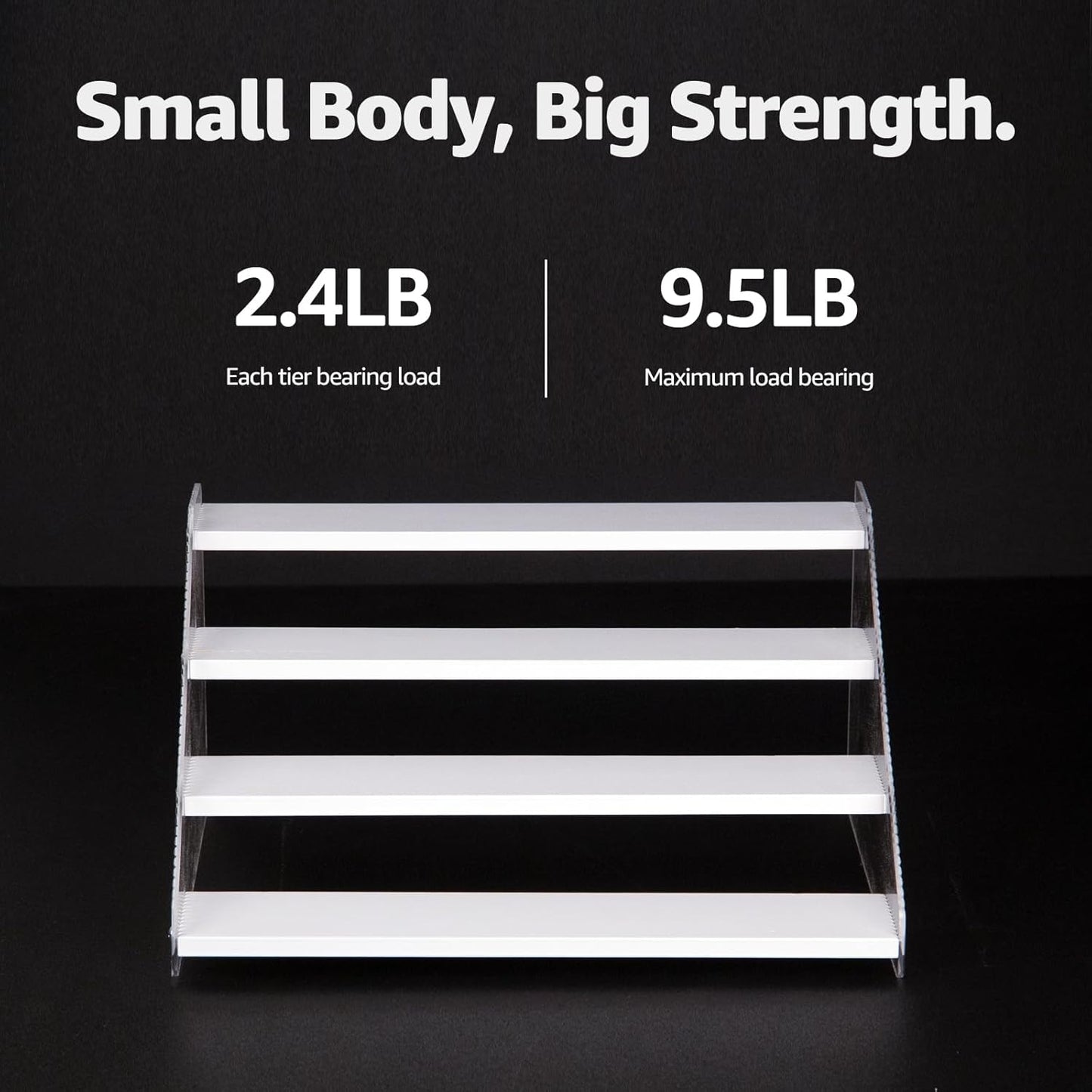 nianfeng Tiered Spice Rack, 4-Tier Spice Pantry Kitchen Cabinet Organizer, 12-Inch, Natural Wood Acrylic Stair Riser Stand, Countertop Seasoning Shelf (White)