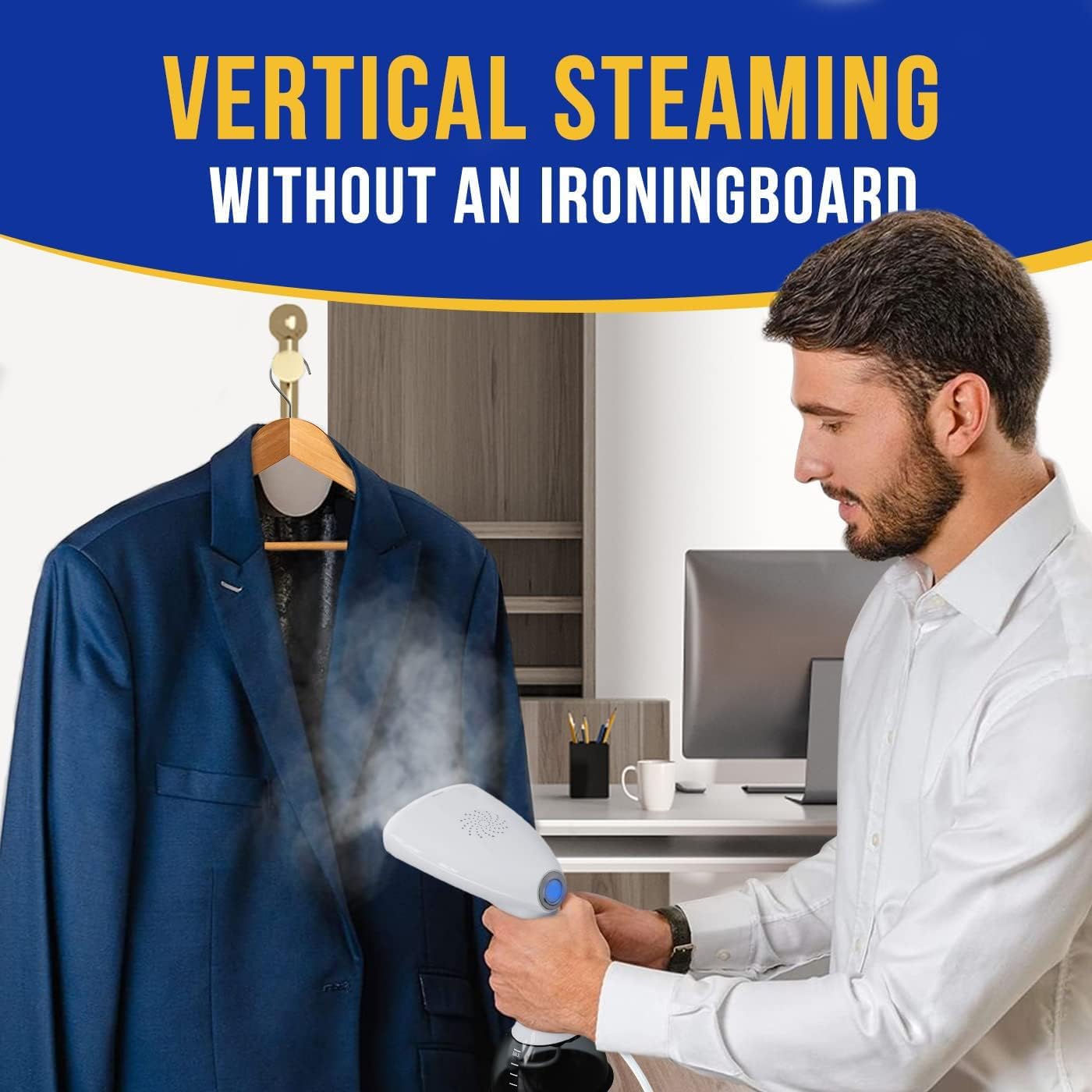 Steamer for Clothes 1350W, Clothes Steamer for Home, Office, Travel, Upgraded 400ML Large Capacity Water Tank, Wrinkle Remover