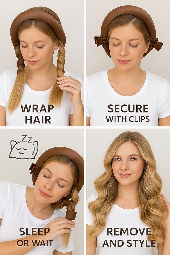 Heatless Hair Curling Set | No Heat Silk Curling Headband for Overnight Curls | Soft Hair Roller for Frizz-Free Waves – Ideal for All Hair Types