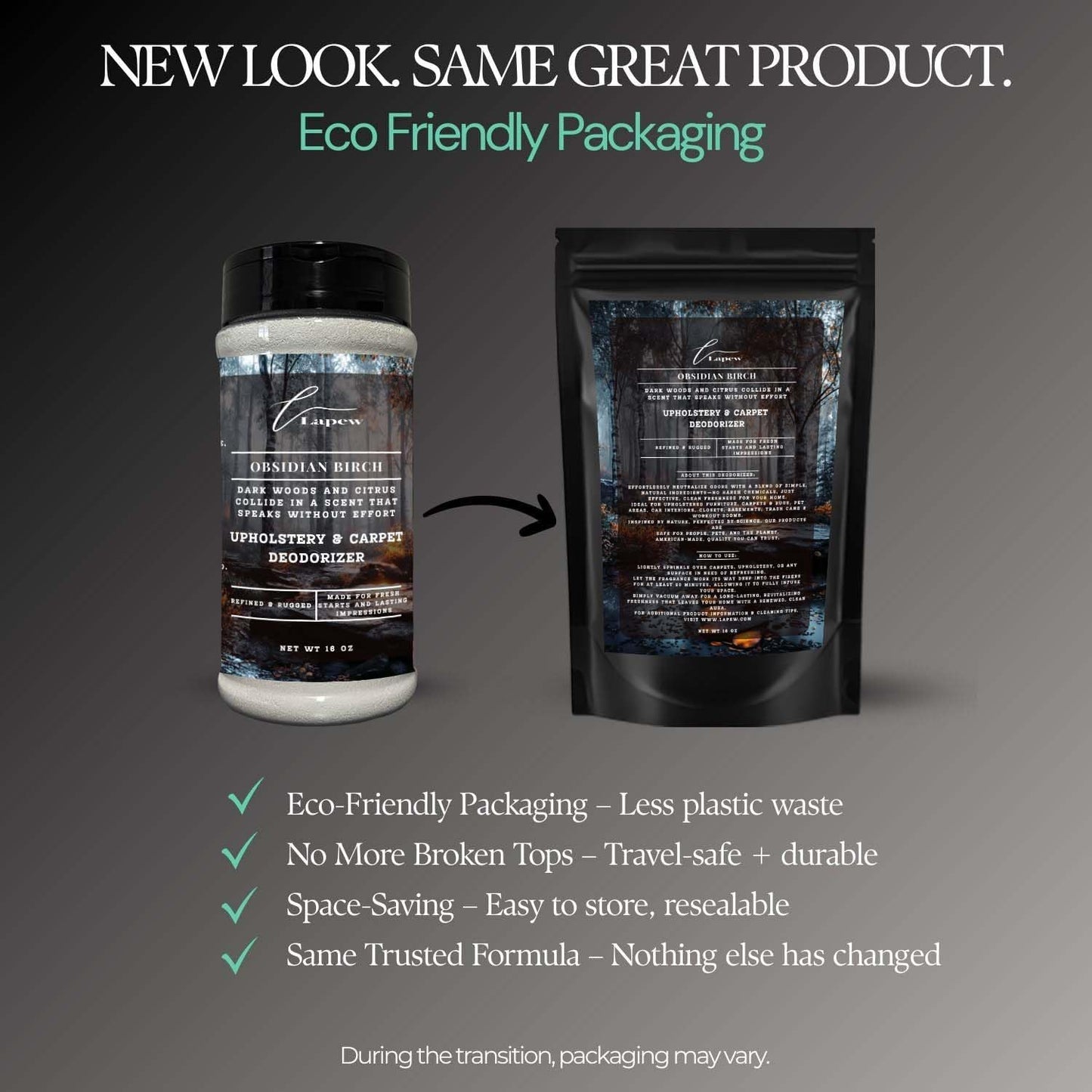 Obsidian Birch Carpet Freshener Powder: Powerful Odor Eliminator for Home, Upholstery Deodorizer, Carpet Deodorizer, Pet Urine - Birch & Black Pepper Fragrance