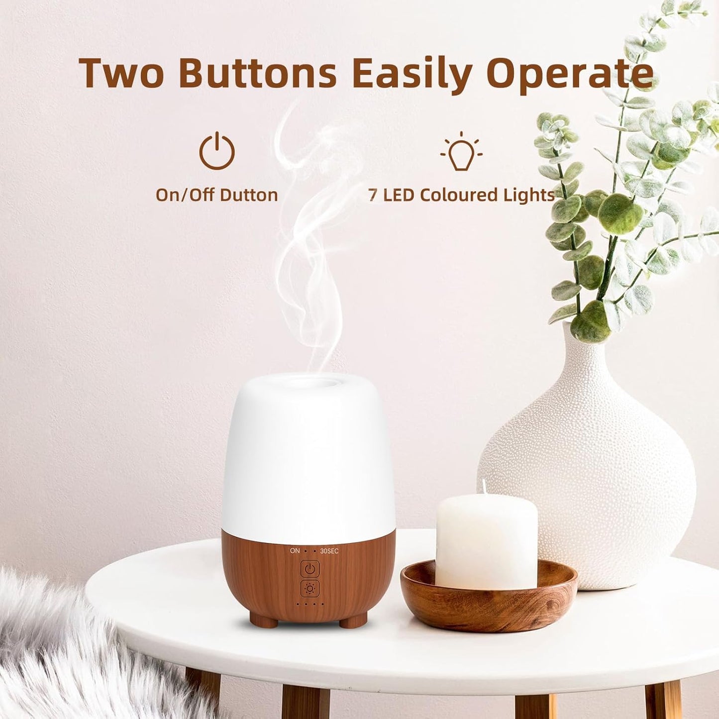 150ML Rechargeable Battery Operated Essential Oil Diffuser, Portable Cordless Aromatherapy Diffuser,7-Hour Runtime with 7 LED Color Changing Lightsfor Home,Office,Outdoor