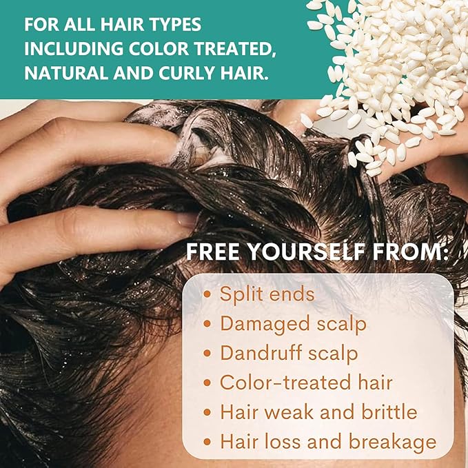 PureNaturis Rosemary Rice Water Shampoo Conditioner & leave-in Spray for Hair Growth Repair System Kit, w/Rosemary, Biotin, Caffeine, Sulfate Free Routine Shampoo for Women Men Hair Loss Thickening
