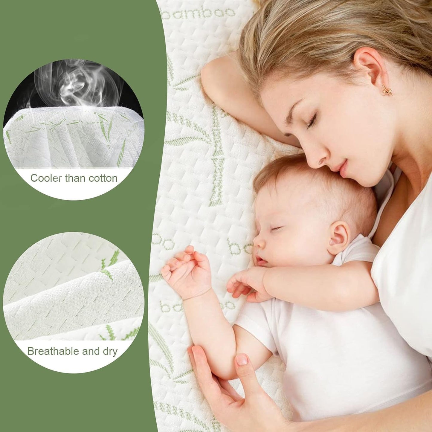 Twin Mattress Protector 2 Pack,Waterproof Mattress Pad Washable Bamboo Rayon Mattress Cover Breathable Noiseless Bed Protector 5" - 21'' Elastic Fitted Deep Pocket