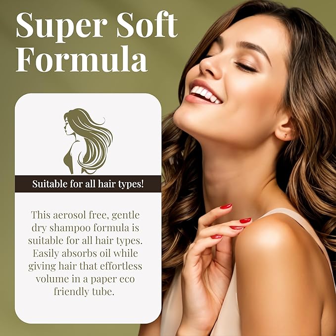 Dry Shampoo Powder | Non-Aerosol Organic Dry Shampoo | Shampoo For Women & Men | Powder Dry Dhampoo Less Grease Free From Artificial Fragrance | Eco-Friendly Paper Shaker Tube | Medium Dark Hair - 2oz