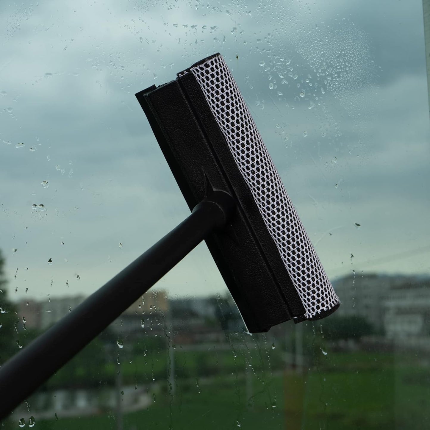 Matthew Cleaning All Purpose Window Squeegee Window Cleaner Tool,Car Squeegee Windshield Cleaning Sponge and Rubber Squeegee,2-in-1 Window Cleaner Sponge(10'') and Soft Rubber with Pole 20’’ (6Pack)