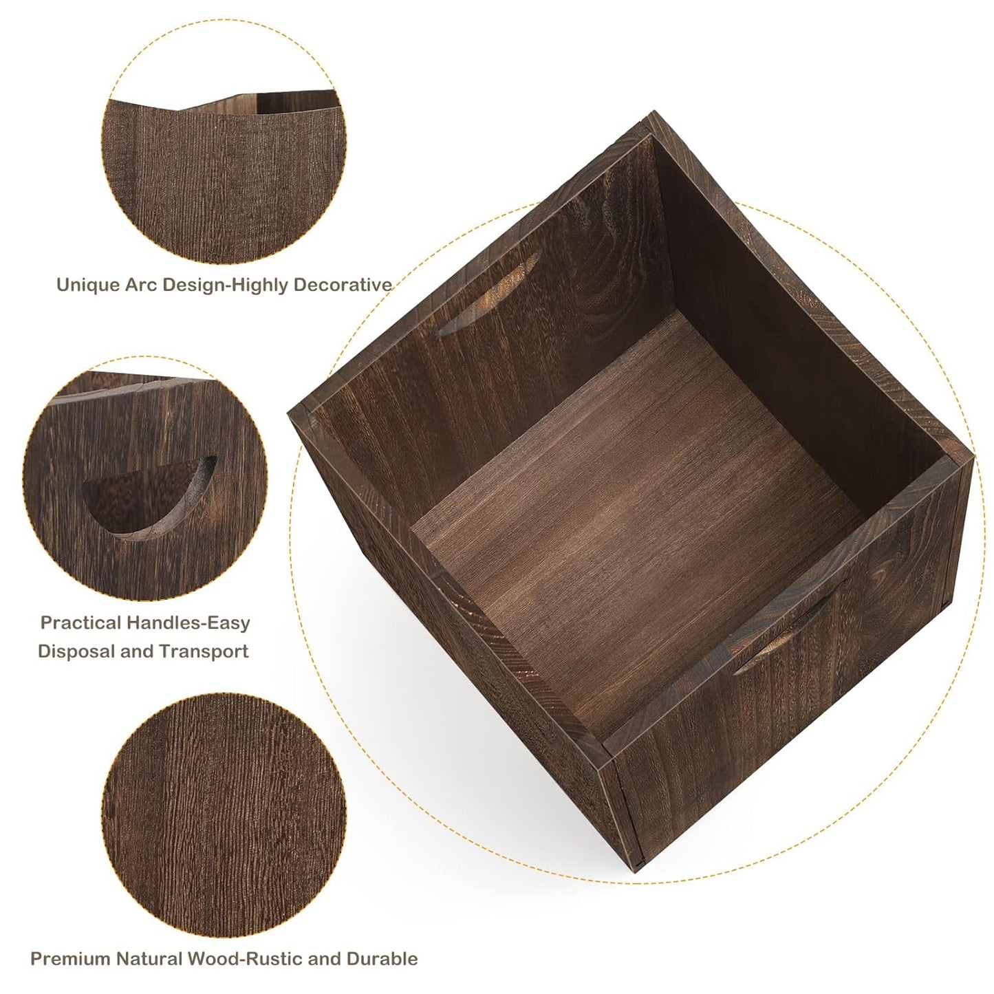 smusei Wood Trash Can 9.5 Gallon Waste Basket Bin Rustic Farmhouse Large Kitchen Garbage Can for Bedroom Living Room Bathroom Office, Rustic Brown