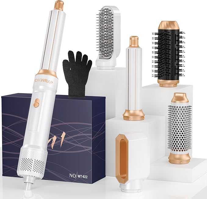 Blow Dryer Brush Set of 6, Air Curling Iron 3 Temperature Negative Ionic Hair Dryer Brush, Hot Air Brush Hair Styling Tools, 800W Volumize Straightener Round Brush Blow Dryer 100-120V