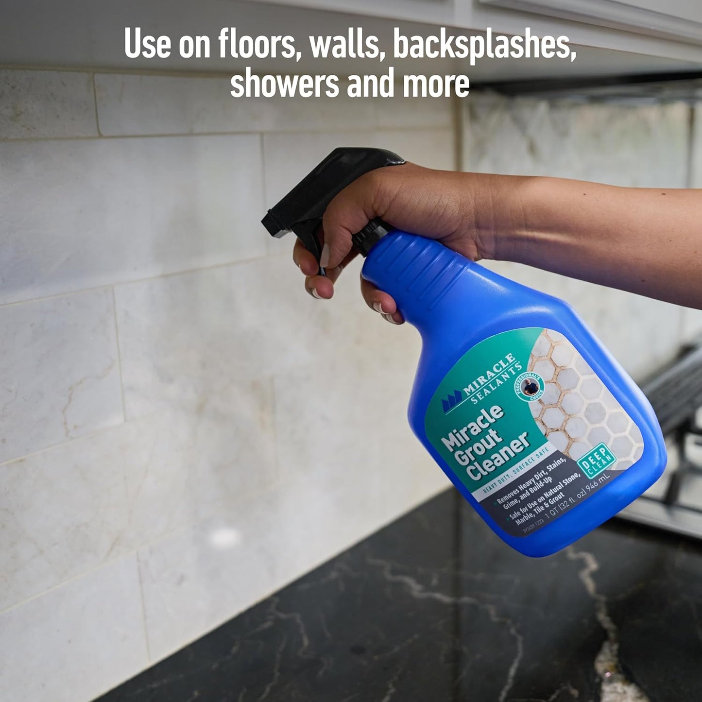 Miracle Sealants Heavy Duty Miracle Grout Cleaner Spray for Natural Stone, Marble, Tile & Grout, Quart, 6 Pack
