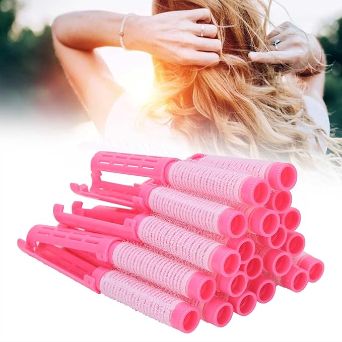 Fluffy Korean Root Perm Rods, 20pcs/set Hair Curling Rollers for Salon or DIY Styling, with Hairdressing Tools Kit (Pink)
